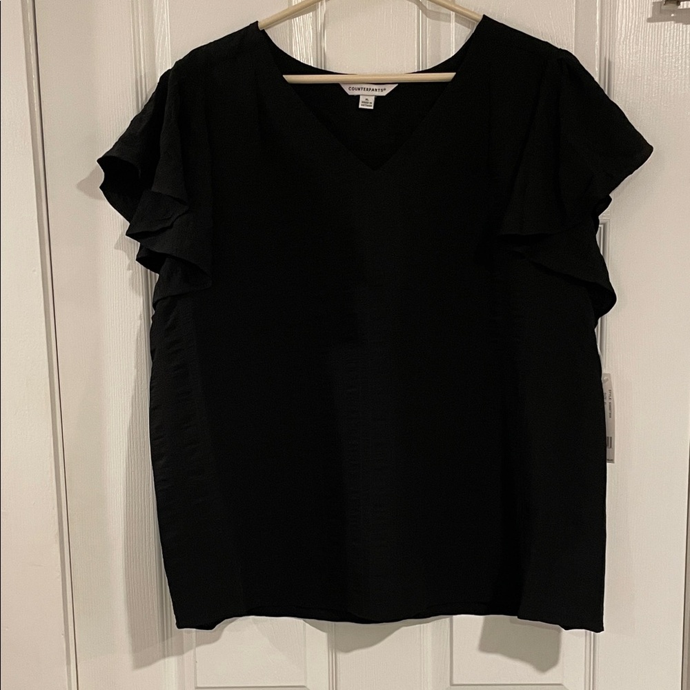 Counterparts Black Ruffle Sleeve Blouse